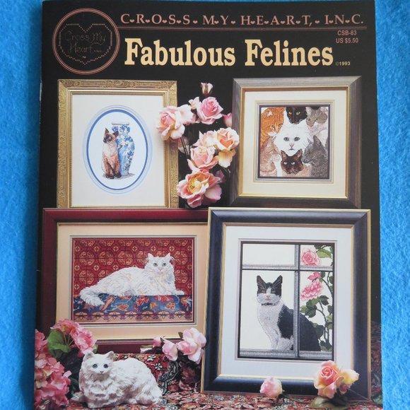 (2) Cross Stitch Patterns - Moonlight Kitties & Fabulous Felines - Picture 2 of 6
